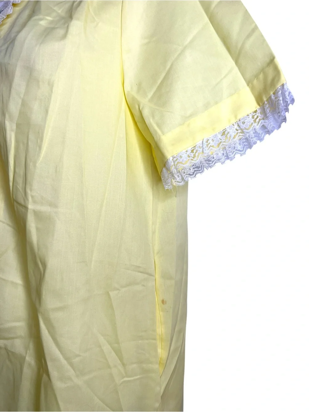 Vintage Lorraine Yellow Nightgown House Dress Lace Floral Embroidery